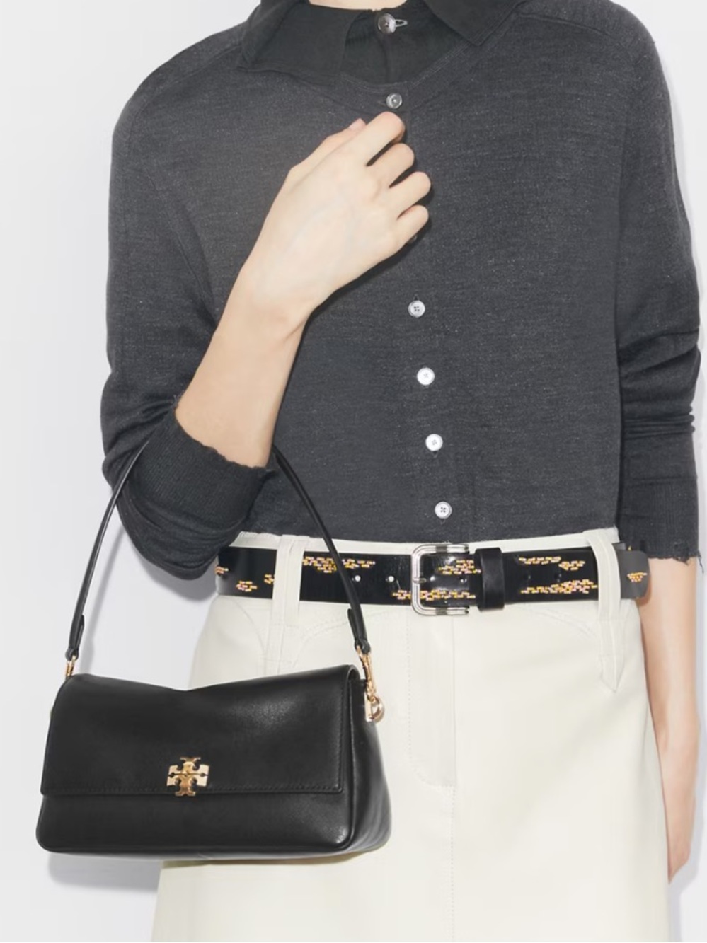 TORY BURCH CHARLIE SMALL SHOULDER BAG BLACK - Picture 2 of 9